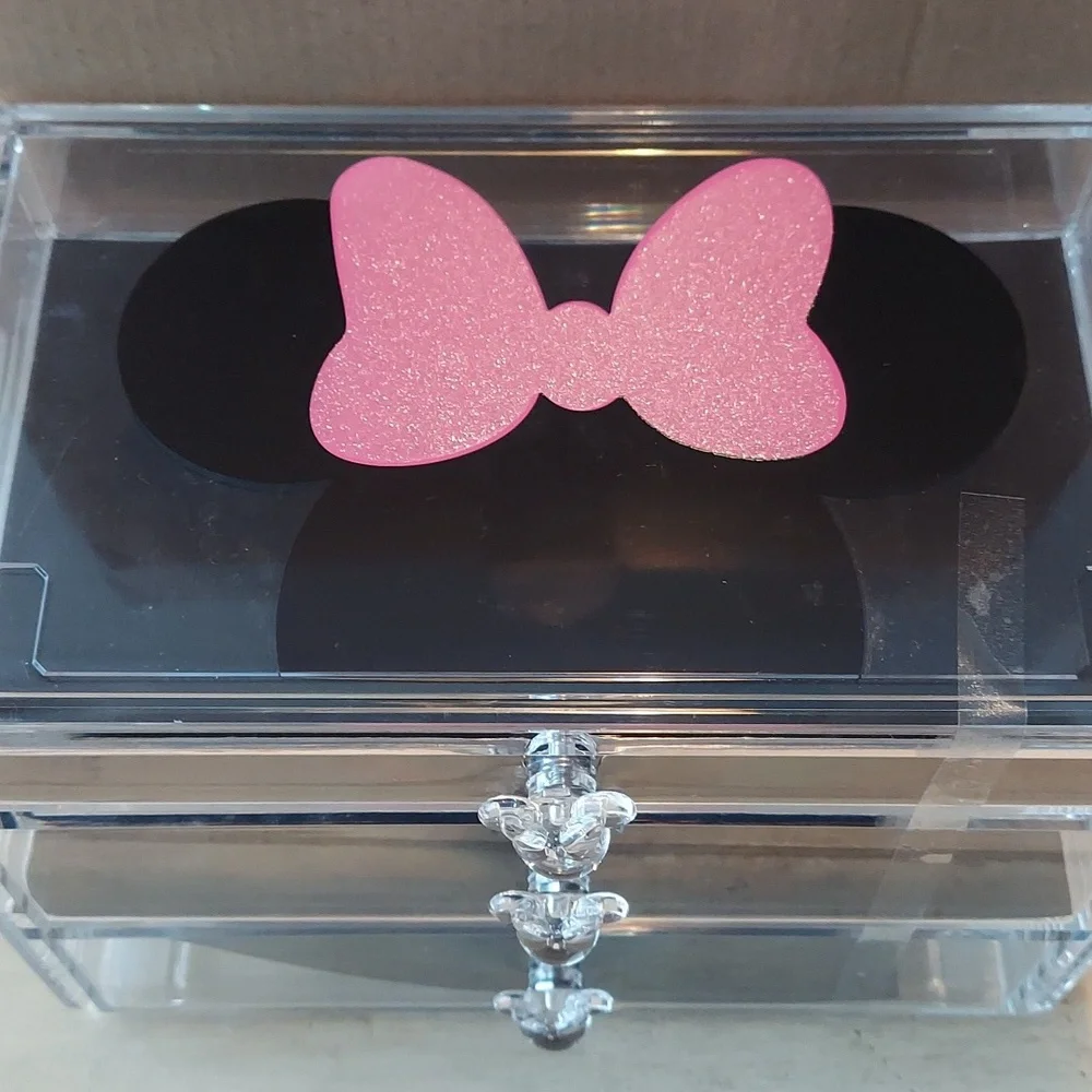 MINNIE MOUSE Acrylic Makeup & Jewelry Organizer 3 Compartments BNWT RETIRED